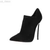 Boots Sexy Women Black Suede Leather Ankle Boot Pointed Toe Blade Heels Bootie Spring Autumn Thin Heels Ankle Boots 12CM Dress Shoes L220923