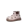 Bottes d'automne en cuir pour filles, petites princesses imprimées à pois, chaussures courtes mignonnes et souples pour enfants, T220925