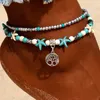 Fashion Ocean Element Anklets Beads Starfish Chain With Charm Classical Foot Acsessories Mix Style