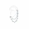 أقراط أزياء Sljel الأزياء 925 Sterling Silver Waterdrop Cuff Double Chain Bone مع مشبك بلوري