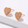 Stud Earrings Yunkingdom Original Heart For Women Luxury Jewelry Gold Earring White Crystal Korean Style Piercing