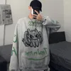 هوديز رجال كبير الحجم harajuku sweatshirt ذكر الطالب الاتجاه الهيب هوب كرتون فضفاضة الطباعة على ملابس الخريف والفصل الشتاء ins سترة