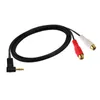 Câbles audio plaqué or 90 degrés coudé 3.5mm stéréo mâle Jack vers double RCA femelle adaptateur Audio câble cordon 1.5 m/1 pièces