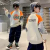 Pullover Winter Children Thick Sweatshirt Boy Letter Print Cotton Long Sleeve Tops Kids O neck Teen Sport T Shirt 6 8 10 12 14 Y 220924