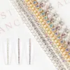 Nail Art Decorations 50cm Pearl Claw Chain Rijnestone Charms 3D Metal Silver AB Diamond Cut Diy Supplies for Professionals Accessoire