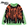 Menströjor Seveyfan Mens Winter Sweater Hip Hop Knitwears stickade Goth Clothing Gothic Grunge Clothes Dark Academia Streetwear 220923