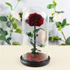 Roses séchées décoratives, vraies roses éternelles rouges conservées dans un dôme en verre, cadeau de saint-valentin pour petite amie, livraison directe