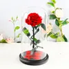 Decorative Flowers Dried Roses Preserved Real Red Eternal Rose Flower In Glass Dome Valentine Gift For Girlfriend Dropshiping