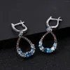 Dangle Earrings Gem's Ballet Sterling Silver 925 للنساء المجوهرات الأنيقة Nautral London Blue Topaz Gemstone Drop