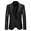 Costumes pour hommes Blazers Hommes Châle Revers Blazer 2019 Mode Sliver Sequin Costume Veste Hommes Punk DJ Club Scène Chanteur Vêtements Fête Costume De Mariage pour Hommes