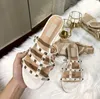 Women new 2023 Flat Sandals V Studded fashion brand Beach Shoes Nude Thong Sandals Fashion brand womens slippers