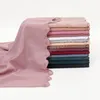 Mode plaine en mousseline de soie Hijab écharpe châles musulmans foulard enveloppes broderie bandeau islamique Turbans Bandana solide écharpe