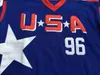 Gla Mitness 96 Charlie Conway Jersey 2017 Team USA Mighty Ducks Movie Ice Hockey Jersey allemaal gestikt en borduursel