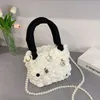 Backpacks Pearl Fashion Bag Girls DIY Woven Cotton Candy Cloud Messenger Small Purses and Handbags for Kids 220924