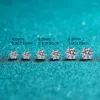 Boucles d'oreilles GEM'S BALLET 5mm 6.5mm ronde Moissanite 925 argent Sterling 6 broches pour femmes bijoux de mariage