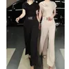 Kvinnors träningsdräkter Kvinnor Casual Corp Top Flare Wide Leg Pants Passar Summer Versatile Fashion Korean Two Piece Set Kvinnliga träningskläder 220924