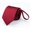 Bow Ties 2022 Fashion Casual Striped Zipper For Men 7cm Standard Wine Red Necktie Wedding Party Cravat With Gift Box