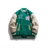 Jackets masculinos Winter Winter Vintage Baseball Jacket Men Pu Leather Splice Letter Bordado