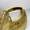 Borsa firmata Luxurys in pelle color oro Borsa a grana in pietra con tracolla da donna classica con manico dorato