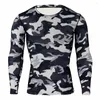 Herr t-skjortor m￤n termiska underkl￤der l￥ng￤rmad varm kamouflage l￥ng vinterkomprimering t-shirt snabbtorkning