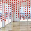 Decorative Flowers 80 Red Hearts Felt Garland Valentines Day Heart Hanging String Decorations Wedding Anniversary Birthday Party Supplies