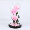 Decorative Flowers Dried Roses Preserved Real Red Eternal Rose Flower In Glass Dome Valentine Gift For Girlfriend Dropshiping