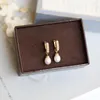 Boucles d'oreilles pendantes LAMOON Vintage poire d'eau douce boucle d'oreille 925 Stering argent goutte pour les femmes eau 10K plaqué or bijoux fins LMEI113