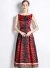 Abiti casual Fashion Designer Runway Leopard Print Tank For Women 2022 Elegante O Neck senza maniche Party Midi Aline Vestidos Robe Red