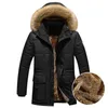 Hommes vers le bas Parkas épais chaud Parka polaire fourrure capuche veste d'hiver manteau militaire Cargo moyen long pardessus 220923