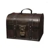 Ювелирные мешочки ретро элегантная деревянная ящик для хранения пиратов с блокировкой винтажный сундук с сокровищами для организатора дома