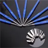 إبر الخطاف المعدني الكروشيه مصنوعة يدويًا DIY الأزرق المقبض