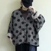 Kadın Yün Karışımları Johnature Kadın Polka Dot Parkas V-Neck Bat Sleeve Sıcak Katlar Sonbahar Düğmesi Gevşek Kadın Giysileri Sıradan Parkas Coats 220924