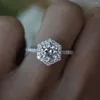 Cluster ringen elegante zeshoekige ring zilveren kleur cz holle belofte trouwring voor dames bruids feest sieraden cadeau