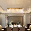 Pendant Lamps Postmodern Crystal Chandelier Gold Luxury Rectangular Restaurant Home Living Room Led Lighting Fixture Vintage