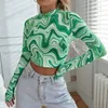 Women's T-Shirt Women Shirt Y2k 2022 New Fashion Clothing Spring and Summer Geometric Printing Slim Long-sleeved T-shirt Women Short Tops T220923