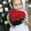 Fleurs décoratives 12 pièces rose séchée vraie tête éternelle avec boîte-cadeau en forme de coeur décor de mariage saint valentin fête des mères