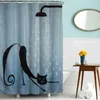 Shower Curtains Nordic Style Abstract Art Curtain Polyester Fabric Bath Morandi Color Block For Bathroom Decor With Hook