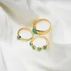 Bohemian 6 Pcs Green Crystal Ring Set for Women Girls 2022 Trend Wave Finger Rings Boho Jewelry Gift