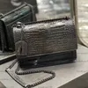 Brandbags1990 designer Alligator Sunset sac 22Cm sacs en cuir véritable chaîne sac à main mode embrayage Enveloppe dame sac à bandoulière en peau de vache sacs à main de luxe