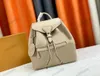Vintage Montsouris PM Designer Backpack Monograms Empreinte Canvas Leather Backpacks with Buckle and Leather Luts. حقيبة ظهر كلاسيكية من مونتسوري بي إم ديزاينر مونوغرامات إمبرينت من القماش الكتاني مع إبزيم وأربطة جلدية