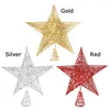 Juldekorationer ￅr fempekad stj￤rna Xmas Tree Navidad Ornament Decoration Top Gold Glitter