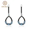 Dangle Earrings Gem's Ballet Sterling Silver 925 للنساء المجوهرات الأنيقة Nautral London Blue Topaz Gemstone Drop