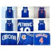 UF 10 Drazen Petrovic Jersey Universidade Cibona Zagreb Jugoslavija Yugoslávia Blue College Basketball Camisa de basquete superior 1