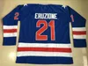 Gla MIT #21 Mike Eruzione Jersey 1980 Buz Hokeyi Jersey Mucize Erkek% 100 Dikişli Nakış Takımı ABD Hokey Formaları Mavi Beyaz