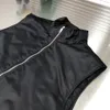 2022 nieuwe mode vest hoogwaardige zak stiksels ontwerp nylon luxe zwarte opstaande kraag heren vest jas