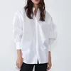 Blouses -shirts voor dames Stijlvolle vrouwen Lange shirt Leermode Wit en zwarte blouse Moderne dame losse lange mouw shirts 220923