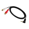 Câbles audio plaqué or 90 degrés coudé 3.5mm stéréo mâle Jack vers double RCA femelle adaptateur Audio câble cordon 1.5 m/1 pièces