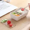 Bento Boxes Caja de almuerzo de paja de trigo para niños Contenedor de almacenamiento de alimentos de plástico bocadillos bento de estilo japonés con vajilla taza de sopa 220923
