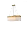 Pendant Lamps Postmodern Crystal Chandelier Gold Luxury Rectangular Restaurant Home Living Room Led Lighting Fixture Vintage