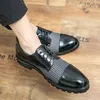 Carved brogue high-end leather shoes low-top fabric stitching luxury daily business casual men's formal shoes Large Sizes38-46